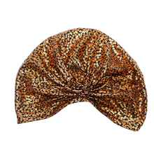 Load image into Gallery viewer, Style Esteem Metallic Turban (Sequin Gold or Silver)