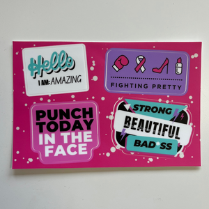 Fighting Pretty Sticker Sheet with 4 stickers