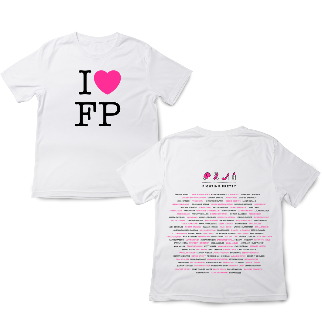 I Heart FP - 10th Anniversary T-Shirt with sponsored names on back of shirt