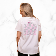 Load image into Gallery viewer, I Heart FP - 10th Anniversary T-Shirt with sponsored names on back of shirt
